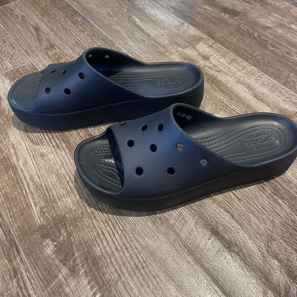 Crocs Classic Slide Platform Sandals Women's Size 10 Black Comfort Flexible - Picture 1 of 11
